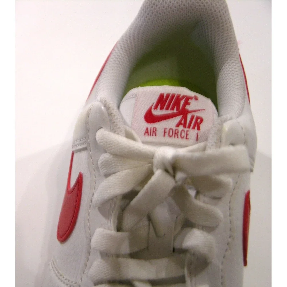 Nike Air Force 1 AF1 Low White Red Athletic Shoes Size US 8.5